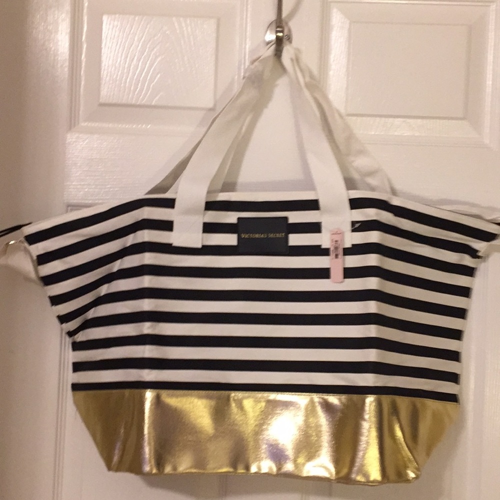 VICTORIA SECRET HUGE GOLD*WEEKENDER*BEACH*GYM*BAG